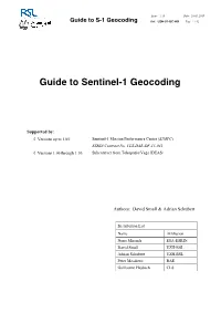 Guide to Sentinel-1 Geocoding