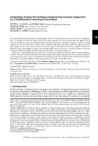 Integrating Testing Into Software Engineering Courses Supported by a Collaborative Learning Environment