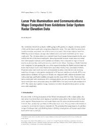 Lunar Pole Illumination and Communications Maps Computed from Goldstone Solar System Radar Elevation Data
