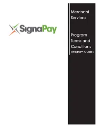 Merchant Services Program Terms and Conditions