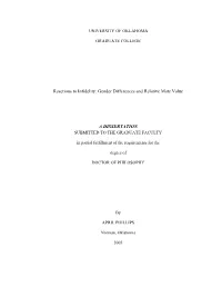 Reactions to Infidelity: Gender Differences and Relative Mate Value