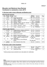 Bicester and Banbury Area Review Contracts to Commence June 2013