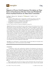 Impacts of Power Grid Frequency Deviation on Time Error of Synchronous Electric Clock and Worldwide Power System Practices on Time Error Correction