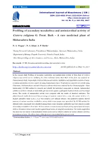 Profiling of Secondary Metabolites and Antimicrobial Activity of Crateva Religiosa G