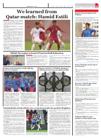 We Learned from Qatar Match: Hamid Estili