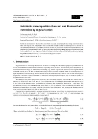 Helmholtz Decomposition Theorem and Blumenthal's Extension by Regularization