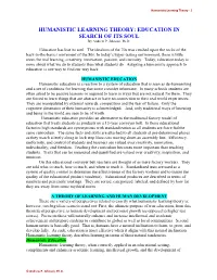 Humanistic Learning Theory - 1