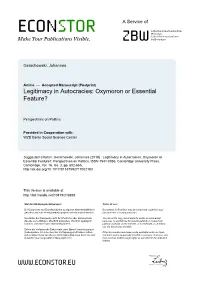 Legitimacy in Autocracies: Oxymoron Or Essential Feature?