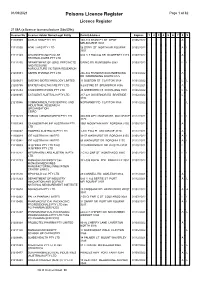 Poisons Licence Register Page 1 of 82 Licence Register