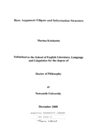 Bare Argument Ellipsis and Information Structure
