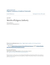 Models of Religious Authority Darius Jankiewicz Andrews University, Darius@Andrews.Edu