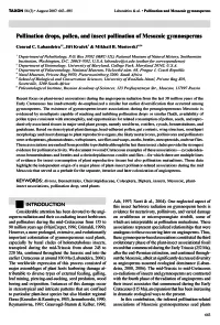 Pollination Drops, Pollen, and Insect Pollination of Mesozoic Gymnosperms