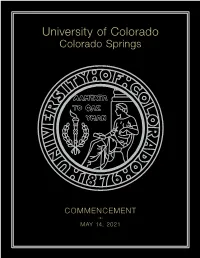 UCCS Spring 2021 Commencement Program