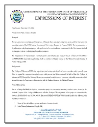 College of Micronesia-Fsm Student Center Expressions of Interest