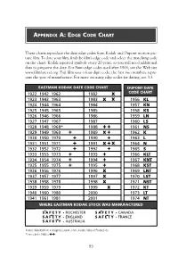 Eastman Kodak Date Code Chart