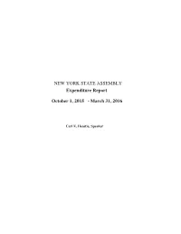 NEW YORK STATE ASSEMBLY Expenditure Report October 1, 2015