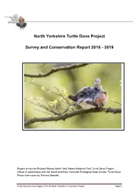 North Yorkshire Turtle Dove Project Survey and Conservation Report