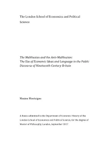 The Malthusian and the Anti-Malthusian: the Use of Economic Ideas and Language in the Public Discourse of Nineteenth-Century Britain