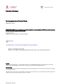 University of Groningen the Apocryphal Acts of Paul and Thecla