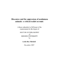 Discourse and the Oppression of Nonhuman Animals: a Critical Realist Account