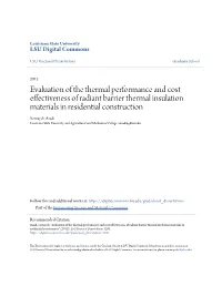 Evaluation of the Thermal Performance and Cost Effectiveness of Radiant