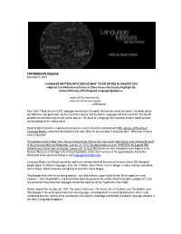 FOR IMMEDIATE RELEASE November 4, 2014 “LANGUAGE