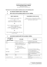 Inclusion/Exclusion Criteria (Re-Formatted May 2013 Final Version Distributed 5 December 2013)