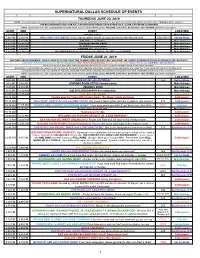 Supernatural Dallas Schedule of Events