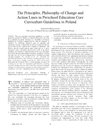 The Principles, Philosophy of Change and Action Lines in Preschool Education Core Curriculum Guidelines in Poland