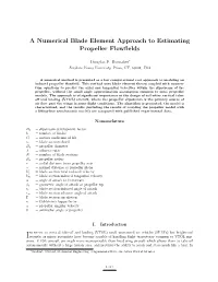A Numerical Blade Element Approach to Estimating Propeller Flowfields