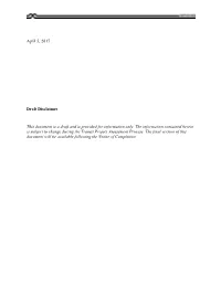 April 5, 2017 Draft Disclaimer This Document Is a Draft and Is Provided