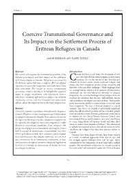Coercive Transnational Governance and Its Impact on the Settlement Process of Eritrean Refugees in Canada