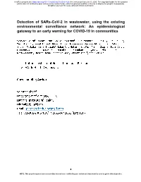 Detection of Sars-Cov-2 in Wastewater, Using The