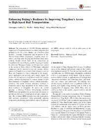 Enhancing Beijing's Resilience by Improving Tongzhou's Access To