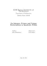 KTH Royal Institute of Technology on Integers, Primes and Unique