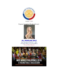 Program Committee Weekly Advisory Ms. MADELINE DELP