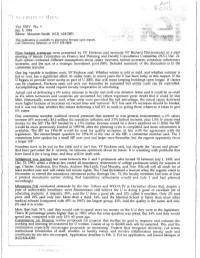 Vol. XXIV No. 1 Jan. 5, 1994 Editor: Maureen Smith (612) 624-2801 This Publication Is Available in Alternative Formats Upon Request