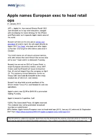 Apple Names European Exec to Head Retail Ops 31 January 2012