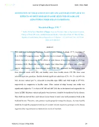 Estimation of Yield Loss in Sugarcane (Saccharum Spp.) Due to Effects of Smut Disease in Some Selected Sugarcane Genotypes Under Sudan Conditions