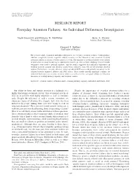 Everyday Attention Failures: an Individual Differences Investigation