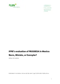 IFPRI's Evaluation of PROGRESA in Mexico: Norm, Mistake, Or Exemplar?