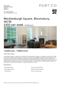 Mecklenburgh Square, Bloomsbury, WC1N £450 Per Week