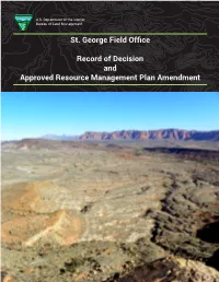 St. George Field Office Record of Decision and Approved Resource Management Plan Amendment