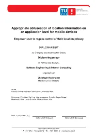 Appropriate Obfuscation of Location Information on an Application Level for Mobile Devices