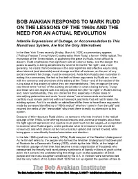 BOB AVAKIAN RESPONDS to MARK RUDD on the LESSONS of the 1960S and the NEED for an ACTUAL REVOLUTION