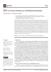 Effect of Exercise Intensity on Cell-Mediated Immunity