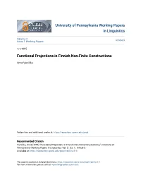 Functional Projections in Finnish Non-Finite Constructions