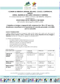 I COMUNI Di ABBADIA LARIANA, BELLANO, COLICO, CORTENOVA