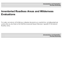 Inventoried Roadless Areas and Wilderness Evaluations