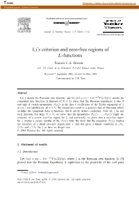 Li's Criterion and Zero-Free Regions of L-Functions